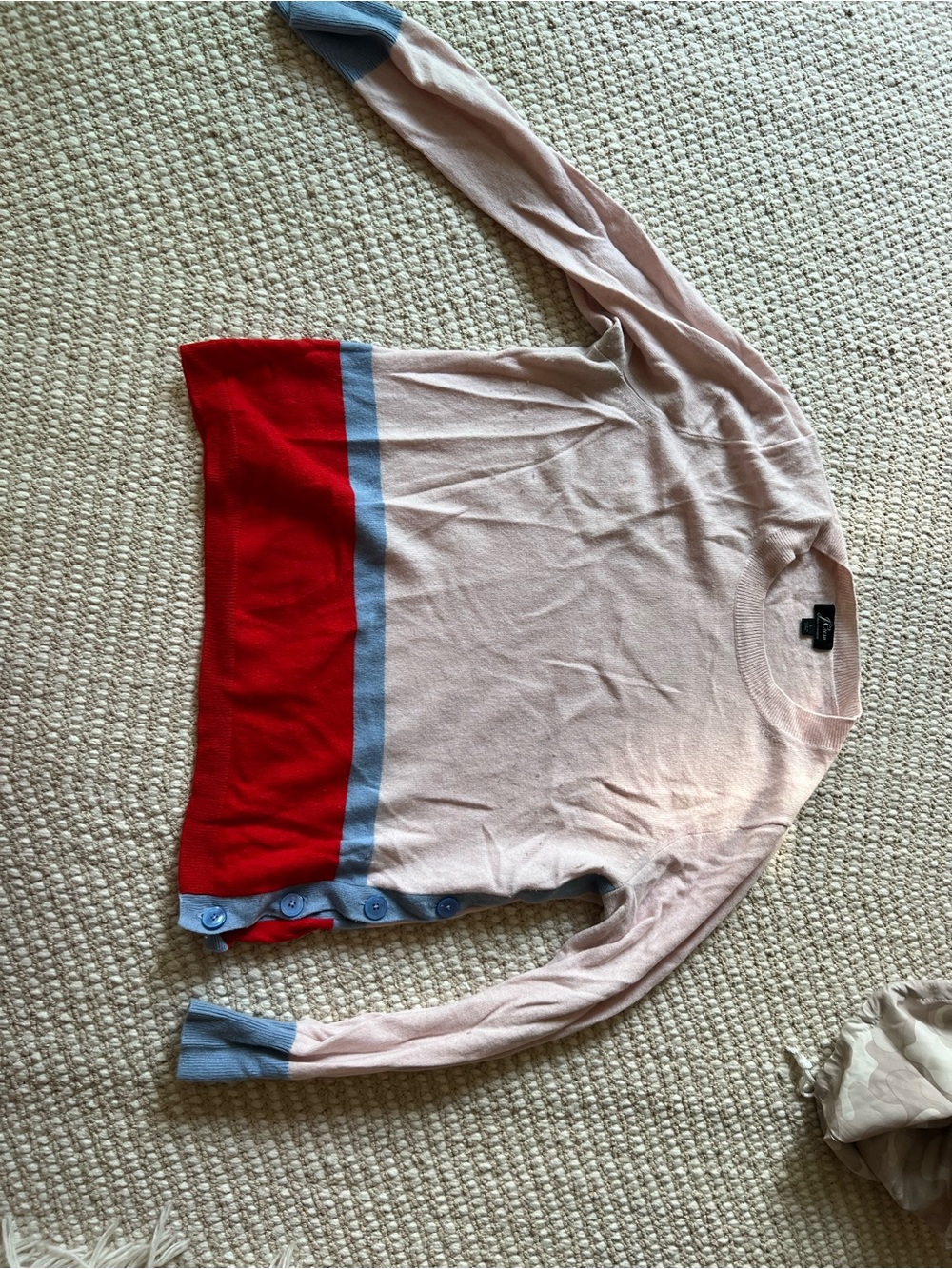 J Crew Colorblock 100% Cashmere Sweater — Pink, Red & Light Blue